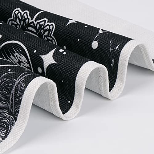 Yugarlibi Set of 2 Gothic Small Tapestries with Tassels, Gothic Home Decor Skeleton Sun Moon Wall Hanging, Black White Wall Art Tapestry for Bedroom Aesthetic Halloween, 35x50 cm