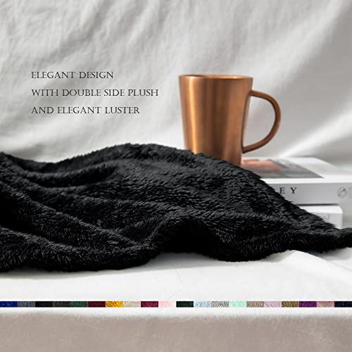 Exclusivo Mezcla Fuzzy Fleece Throw Blanket, 127x178 CM Sofa Throws, Soft Flannel Throws for Sofa, Black Blanket