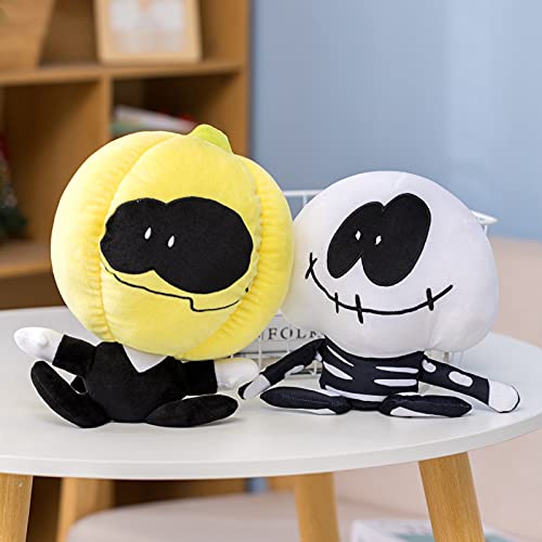 XIAOHONG 2pcs Pump and Skid Plush Doll Toys,20cm Soft Stuffed Friday Night Funkin Plushies Set, Skid and Pump Plush Spooky Month Plushy Figure Toys halloween pumpkin doll pillow Gift for Kids (20cm)