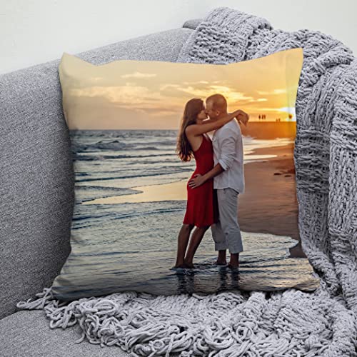 Custom Pillow, Personalized Customized Photo Pillow, Double Side 14x14" - Optional Pillow Insert, for Christmas, Thanksgiving, Valentine’s Day, Halloween, Housewarming - Couple Memorial Gift