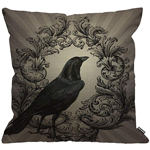 HGOD DESIGNS Cushion Cover Modern Vintage Crow,Throw Pillow Case Home Decorative for Men/Women Living Room Bedroom Sofa Chair 18X18 Inch Pillowcase 45X45cm