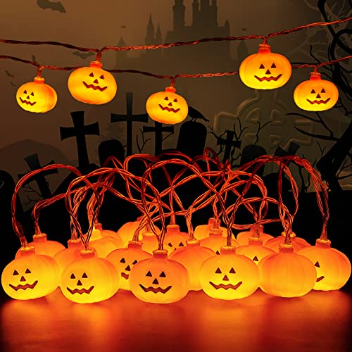 Halloween Pumpkin String Lights 3 Metres 20 Pieces for Room Garden Decoration, 2 Modes Halloween Decoration Lights for Indoor Outdoor Decoration