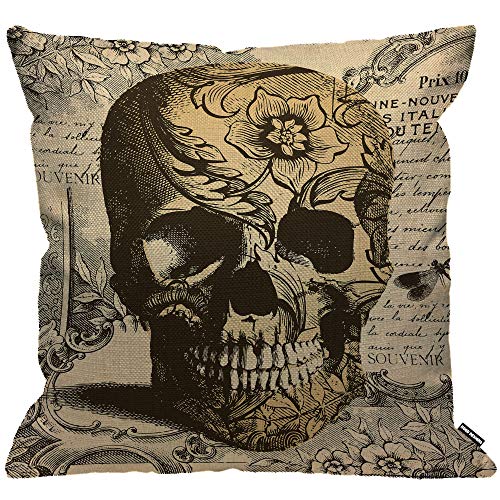 HGOD DESIGNS Cushion Cover Skull Laciness Mediaeval Style Retro Horror Throw Pillow Cover Home Decorative for Men/Women/Boys/Girls living room Bedroom Sofa Chair 18X18 Inch Pillowcase