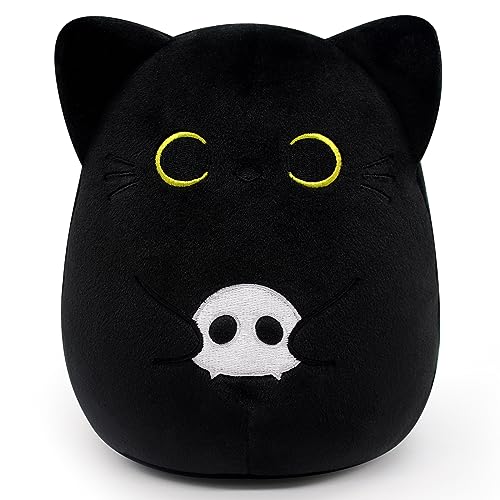 Yamepuia Black Cat Plush Toy, Halloween Plush Cat Stuffed Plush Plushies, Cute Halloween Plush Pillow Cat Stuffed Doll, Halloween Plush Decoration Gifts for Boys and Girls