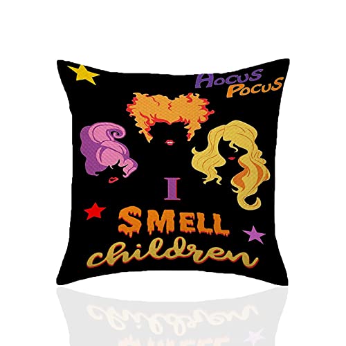 Halloween Pillow Covers,Halloween Cushion Cover 45*45CM Black Linen Cushion Cases Decorations Farmhouse Decorative Pillow Cases for Outdoor Indoor Halloween Décor