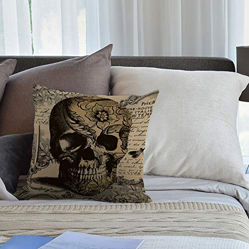 HGOD DESIGNS Cushion Cover Skull Laciness Mediaeval Style Retro Horror Throw Pillow Cover Home Decorative for Men/Women/Boys/Girls living room Bedroom Sofa Chair 18X18 Inch Pillowcase