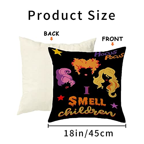 Halloween Pillow Covers,Halloween Cushion Cover 45*45CM Black Linen Cushion Cases Decorations Farmhouse Decorative Pillow Cases for Outdoor Indoor Halloween Décor