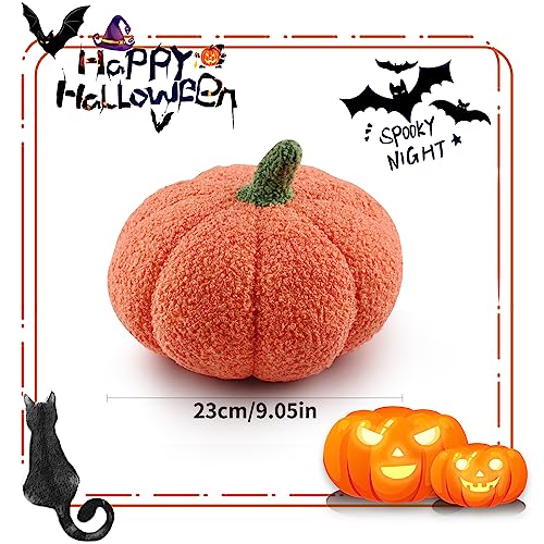 Halloween Pumpkin Throw Pillow, Stuffed Pumpkin Fluffy Plush Toy Sofa Cushion Soft Pumpkin Throw Pillow Decoration for Thanksgiving Halloween Home Decor Party Kids Gift (Orange)