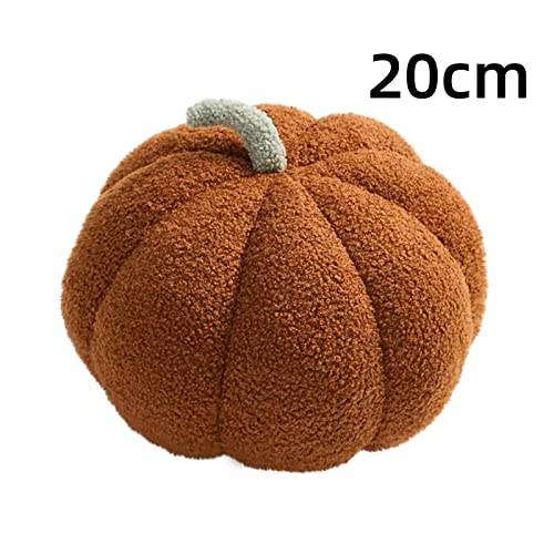 LTGB Halloween Pumpkin Throw Pillow, Stuffed Pumpkin Fluffy Plush Toys Soft Pumpkin Throw Pillow Gifts for Home Decoration Party Favors - 2022 New(Brown - 20 cm)