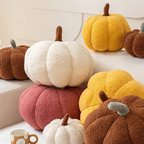 Pumpkin Pillow - Plush Fluffy Stuffed Pumpkin For Thanksgiving Halloween and Decorations - Sofa Cushion (Pink)