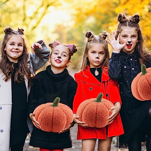 Halloween Pumpkin Throw Pillow, Stuffed Pumpkin Fluffy Plush Toy Sofa Cushion Soft Pumpkin Throw Pillow Decoration for Thanksgiving Halloween Home Decor Party Kids Gift (Orange)
