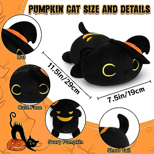 Desdfcer Black Cat Plush Halloween Cat Stuffed Animal, Kawaii Halloween Plush Black Cat Plushie Toy, Cute Cat Stuff Doll Toys for Kids