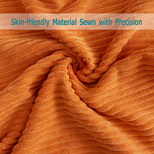 Volcanics Corduroy Cushion Covers Pack of 2 Decorative Square Throw Pillow Covers Cushion Soft Pillowcase 45 x 45cm (18 x 18 Inches) for Home decor Sofa Couch Bedroom, Orange