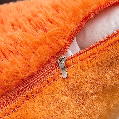 MIULEE Faux Fur Cushion Covers Fluffy Throw Pillow Case Soft Decorative Square Cute Pillow Plush For Livingroom Sofa Bedroom 18 Inch x 18 Inch 45 cm x 45 cm Bright Orange Pack of 2