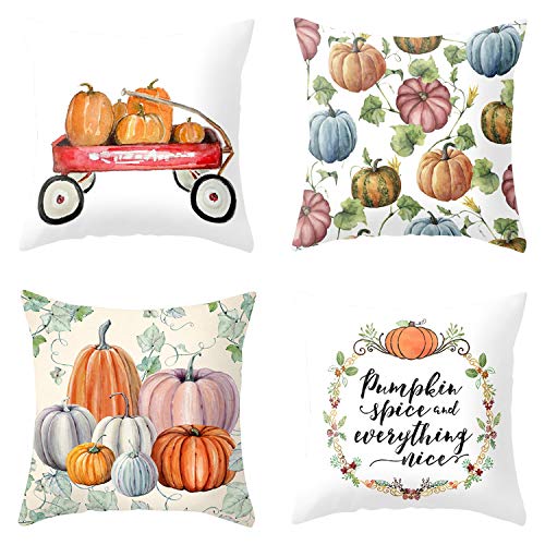Set of 4 Halloween Pillow Covers Themed Party Pillow Case Cushion Covers Linen Home Decorations(Style A, One size)