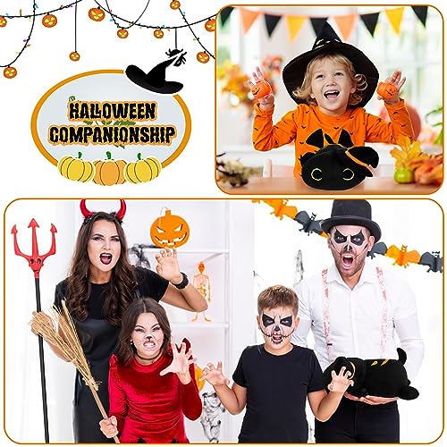 Desdfcer Black Cat Plush Halloween Cat Stuffed Animal, Kawaii Halloween Plush Black Cat Plushie Toy, Cute Cat Stuff Doll Toys for Kids