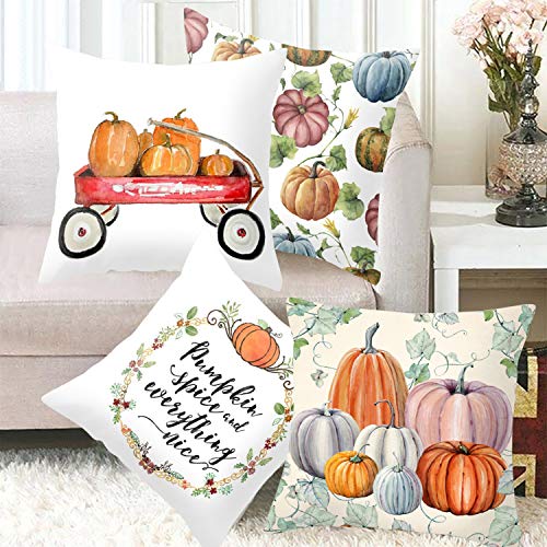 Set of 4 Halloween Pillow Covers Themed Party Pillow Case Cushion Covers Linen Home Decorations(Style A, One size)