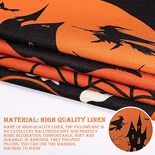 Jetclutch 4 Pieces Halloween Pillow Covers,18 x 18 Inch Halloween Pillow Case Spider Pumpkin Printed Pillow Cover for Sofa Bed Home Farmhouse Halloween Party