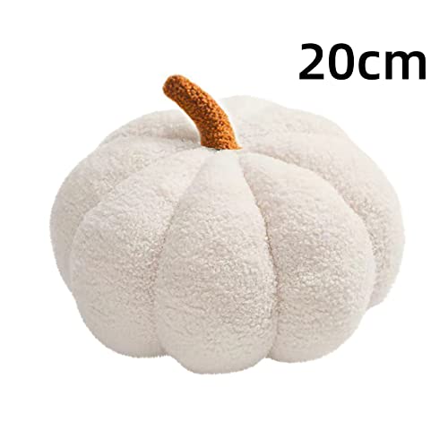 LTGB Halloween Pumpkin Throw Pillow, Stuffed Pumpkin Fluffy Plush Toys Soft Pumpkin Throw Pillow Gifts for Home Decoration Party Favors(White - 20 cm)
