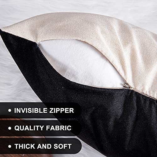 Whaline 4 Pieces Halloween Pillow Case, Scary Night Trick or Treat Pillow Cover, Happy Halloween Linen Sofa Bed Throw Cushion Cover Decoration (18" x 18")