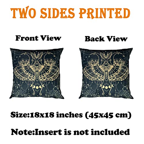 Tucocoo Bohemia Throw Pillow Covers Set of 4 Cosmic Moon Phases Pillow Covers 18x18inch Sun Moth Snake Square Pillow Case Outdoor Modern Cushion Covers Decorative for Couch Sofa Living Room Gift