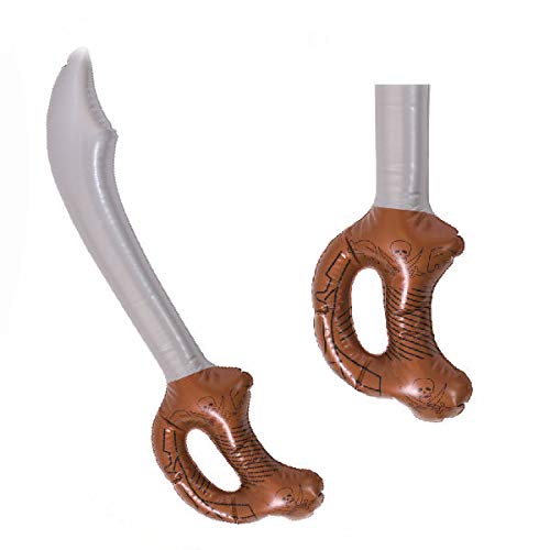 INFLATABLE PIRATE SWORD Cutlass Fancy Dress Party Prop Accessory Skull Print 61cm Weapons Knife Halloween Party Props