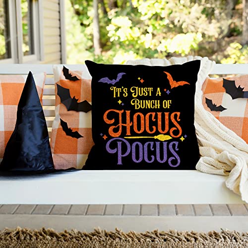 AnyDesign Halloween Throw Pillow Covers Hocus Pocus Witches Pillow Case Sanderson Sisters Decorative Cushion Covers Spooky Farmhouse Decor for Home Couch Sofa Car, 18 x18 Inch, Set of 4