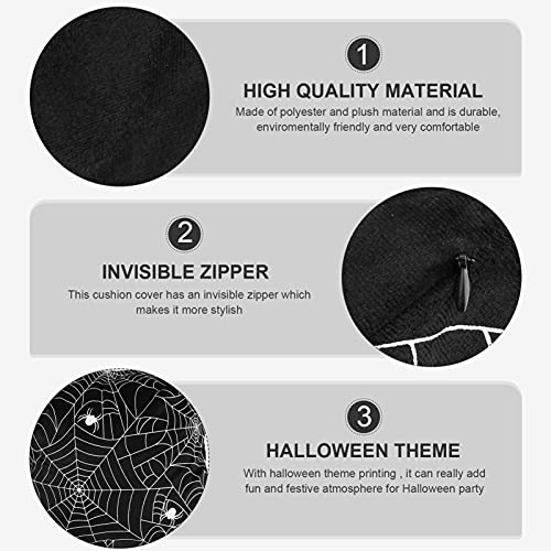 Healifty Halloween Pillow Covers 18x18 Inch Black Spider Web Pattern Pillow Covers Cushion Cover for Halloween Sofa Bed Living Room Bedroom Decor 1pc