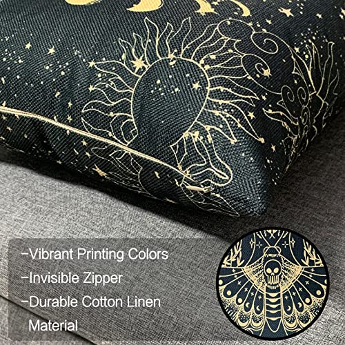 Tucocoo Bohemia Throw Pillow Covers Set of 4 Cosmic Moon Phases Pillow Covers 18x18inch Sun Moth Snake Square Pillow Case Outdoor Modern Cushion Covers Decorative for Couch Sofa Living Room Gift