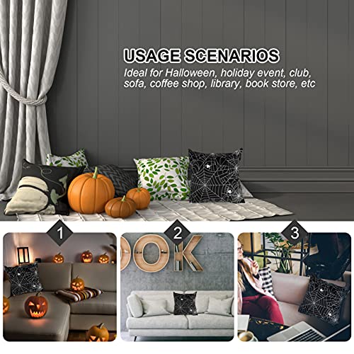 Healifty Halloween Pillow Covers 18x18 Inch Black Spider Web Pattern Pillow Covers Cushion Cover for Halloween Sofa Bed Living Room Bedroom Decor 1pc