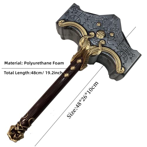 damdos Halloween Props Hammers for God-War Leviathan Kratos Cosplay Hammer Weapon Birthday Xmas Gifts, 44cm Length