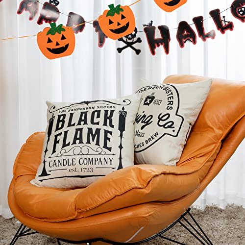 Hocus Pocus Halloween Cushion Covers 45x45 cm Pack of 4 Halloween Decorations Farmhouse Decorative Pillow Cases for Outdoor Indoor Décor