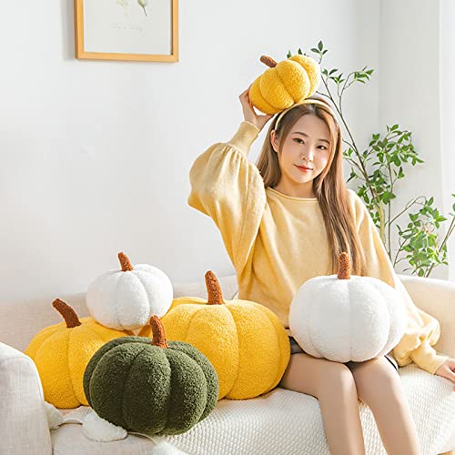 LTGB Halloween Pumpkin Throw Pillow, Stuffed Pumpkin Fluffy Plush Toys Soft Pumpkin Throw Pillow Gifts for Home Decoration Party Favors(White - 20 cm)