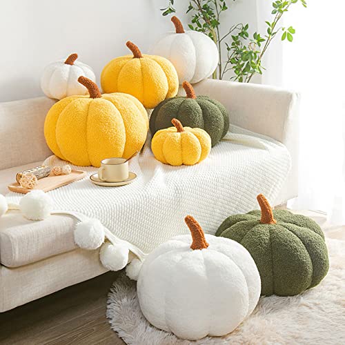 LTGB Halloween Pumpkin Throw Pillow, Stuffed Pumpkin Fluffy Plush Toys Soft Pumpkin Throw Pillow Gifts for Home Decoration Party Favors(White - 20 cm)