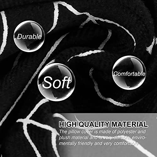 Healifty Halloween Pillow Covers 18x18 Inch Black Spider Web Pattern Pillow Covers Cushion Cover for Halloween Sofa Bed Living Room Bedroom Decor 1pc