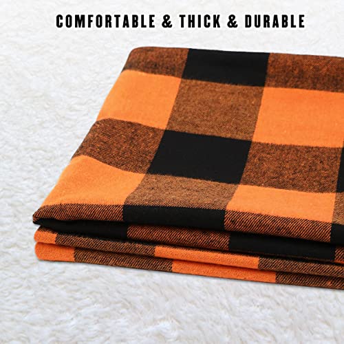 Cootato Halloween Pillow Covers - Set of 2 Buffalo Orange and Black Plaid Throw Pillow Covers, 18 x 18 Inch Cotton Pillow Cover Halloween Farmhouse Cushion Case for Sofa Couch Patio Outdoor Home Decor