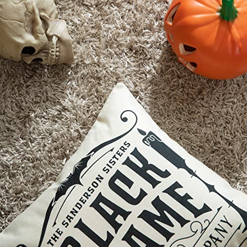 Hocus Pocus Halloween Cushion Covers 45x45 cm Pack of 4 Halloween Decorations Farmhouse Decorative Pillow Cases for Outdoor Indoor Décor