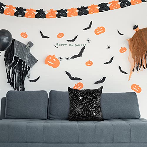 Healifty Halloween Pillow Covers 18x18 Inch Black Spider Web Pattern Pillow Covers Cushion Cover for Halloween Sofa Bed Living Room Bedroom Decor 1pc
