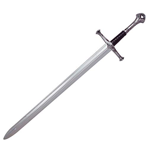 LOOYAR Middle Ages Medieval PU Foam Two Handed Sword Toy Great Sword Weapon Toy for Knight Soldier Warrior Costume Battle Play Halloween Cosplay LARP Silver…