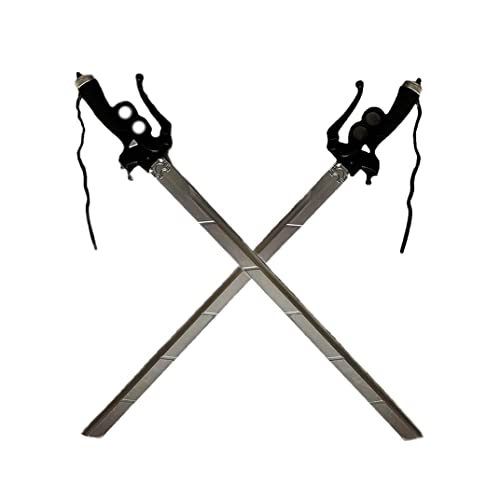 damdos Halloween Prop for Attack it on 37inch Shingeki Cosplay Sword Kyojin Swords Cosplay Xmas Birthday Gifts (2PCS Sliver),95 cm