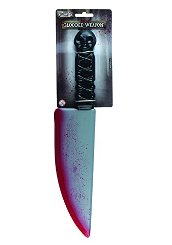 HENBRANDT Large Bloodied Chef Knife 38cm Halloween Bloody Knife Prop Weapon Fake Knife Kitchen Butcher Knife with Blood Splatter Trick or Treat Halloween Fancy Dress Costume Accessories