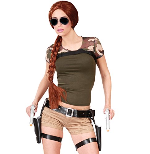 Ladies Black Gun Holster 2 Pistols Western Halloween Fancy Dress Costume Outfit Accessory