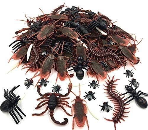 GuassLee 150pcs Realistic Bugs Plastic Artificial Cockroaches Spiders Centipedes Scorpions for Halloween Decorations and Party Favors