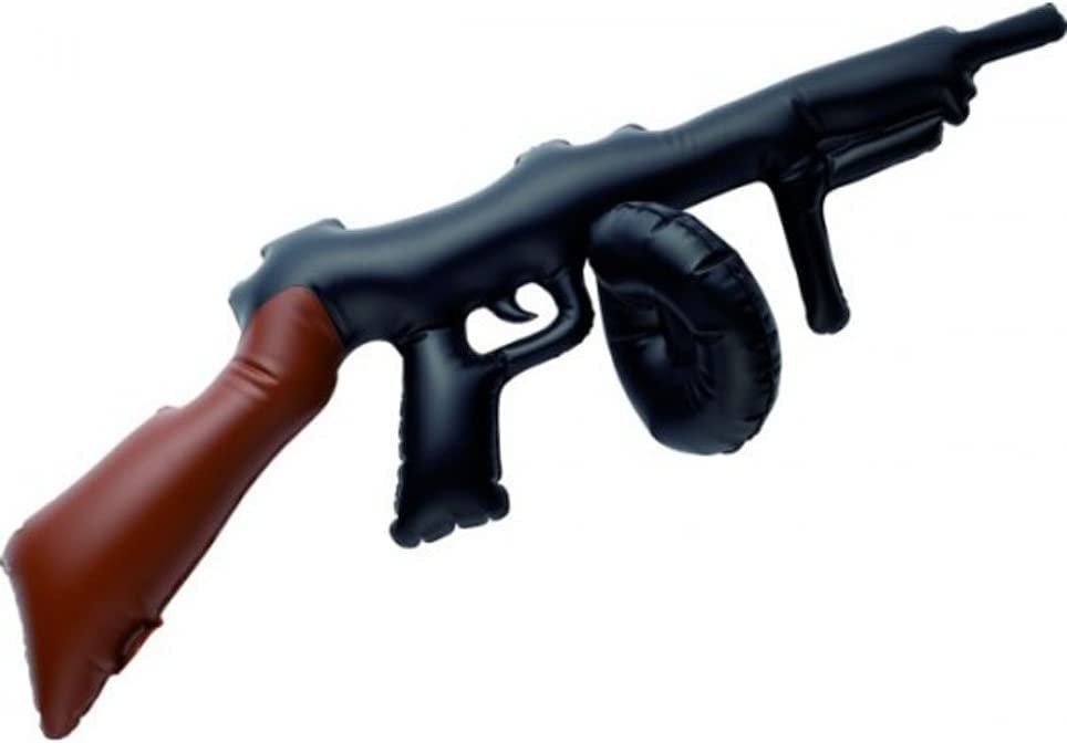 HENBRANDT Inflatable Black Tommy Gun 80cm Blow Up Machine Gun Adult Fancy Dress Accessories for Halloween Party Fancy Dress, 1920s Gangster Costume, Mobster Costume