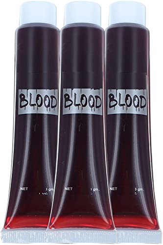 Guilty Gadgets Pack of 3 x Fake Blood Tubes Halloween Party Fancy Dress Up Toy Realistic Fake Body Blood Trick Or Treat Costume Practical Joke