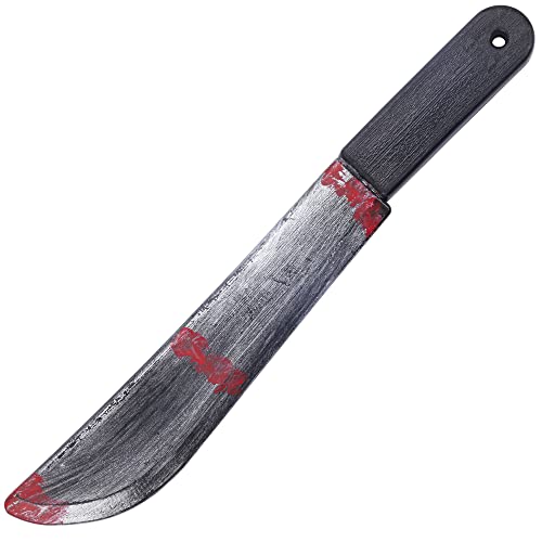 A-SZCXTOP Halloween Bloody Machete Costume Prop Accessory,Cosplay Knives Fake Realistic Bleeding Fancy Dress Plastic Slasher Knife Toys Weapons (Machete)