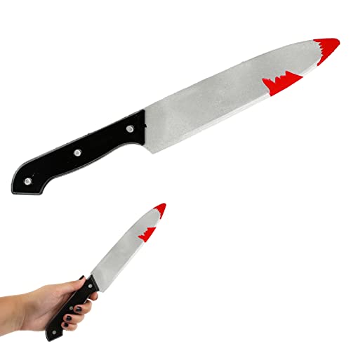 ILOVEFANCYDRESS Halloween Knife - Pack of 1-30cm Long Fake Bloody Knife with Black Handle - Halloween Slasher Bloody Knife Fancy Dress Prop Accessory