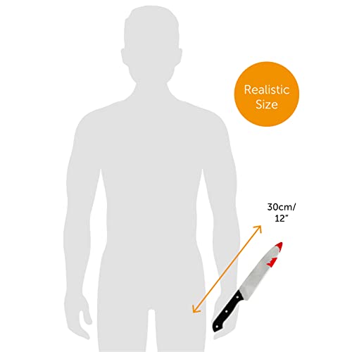 ILOVEFANCYDRESS Halloween Knife - Pack of 1-30cm Long Fake Bloody Knife with Black Handle - Halloween Slasher Bloody Knife Fancy Dress Prop Accessory