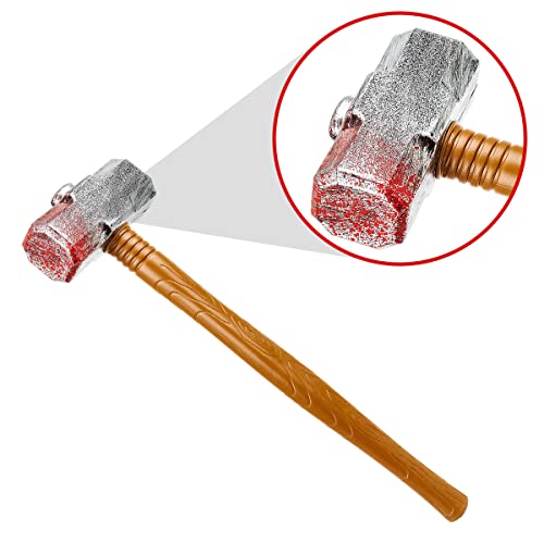 Ultra Bloodied Hammer Large Halloween Plastic Prop Weapons Fancy Dress Fake Bloody Fake Blood on Plastic Sledgehammer Halloween Slasher Knife Machete Halloween Toys Realistic