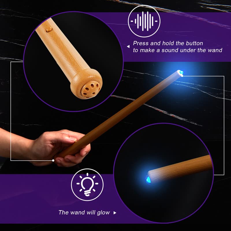 Satinior 3 Pcs Mardi Gras Fancy Dress Costume, Including Witch Wizard Cape with Hat Light & Sound Magic Wands for Girls Boys Kid Mardi Gras Halloween Cosplay (Purple & Gold), ca. 80 cm